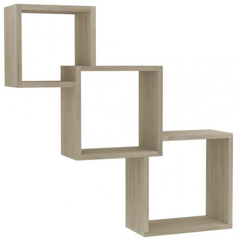 Sonoma színű kocka alakú forgácslap fali polcok 84,5x15x27 cm