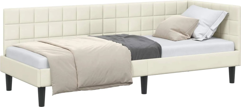 vidaXL Sarokágy keret fejtámlával Krém 80 cm x 200 cm Bársony