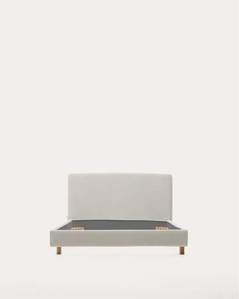 Szürke kárpitozott egyszemélyes ágy ágyrács nélkül 90x200 cm Valma – Kave Home