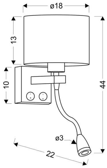 LED flexibilis lámpa POLO 1xE27/40W+LED/2W 230V fekete