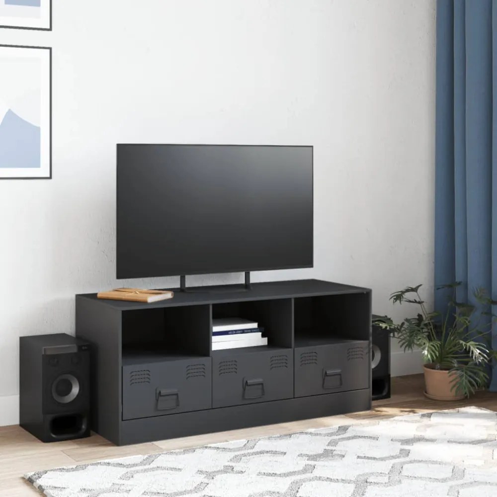 antracitszürke acél TV-szekrény 99 x 39 x 44 cm