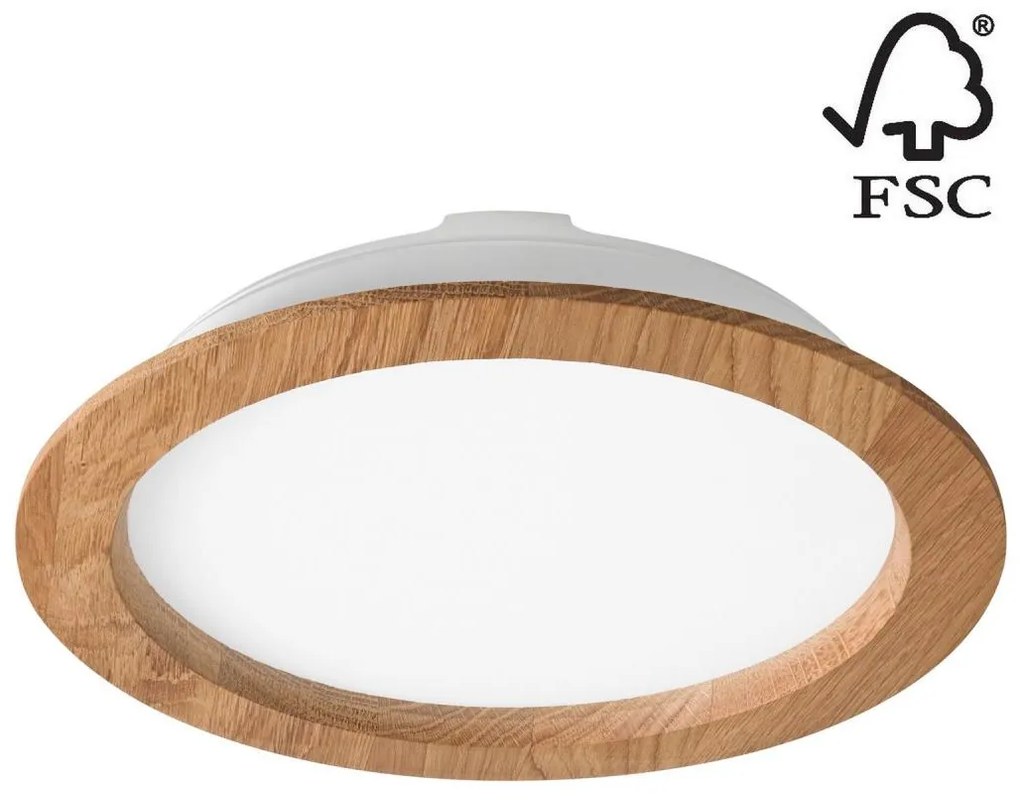 Lamkur LED Beépíthető lámpa WOODY SPOT LED/23,5W/230V 4000K tölgy ø 23,5 cm LA51826
