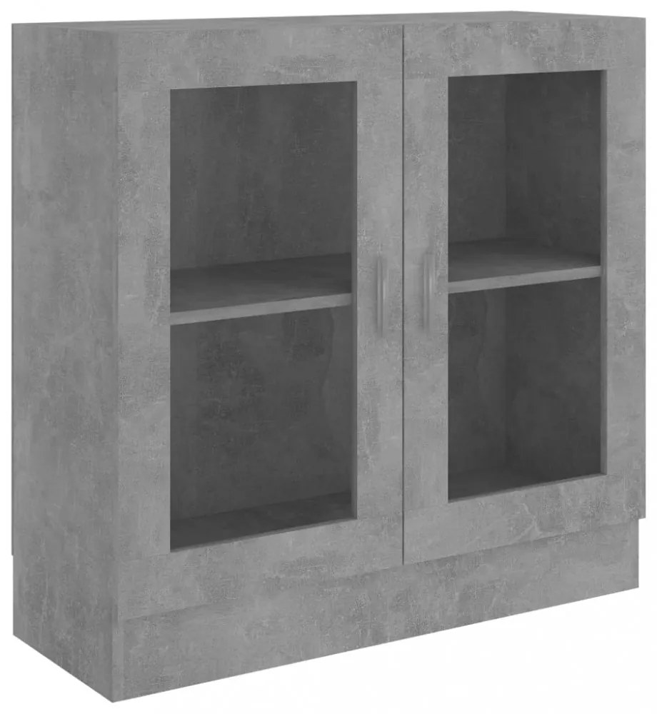 betonszürke szerelt fa vitrinszekrény 82,5 x 30,5 x 80 cm