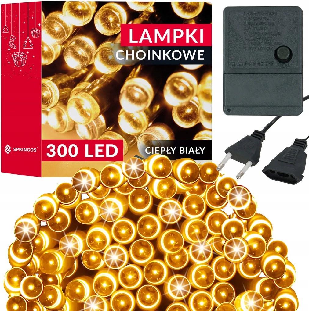 Karácsonyfa Lámpa 300led 21,5m Beltéri Fehér Meleg Karácsonyi IP20