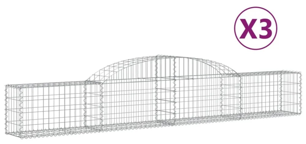3 db íves horganyzott vas gabion kosár 300x30x40/60 cm
