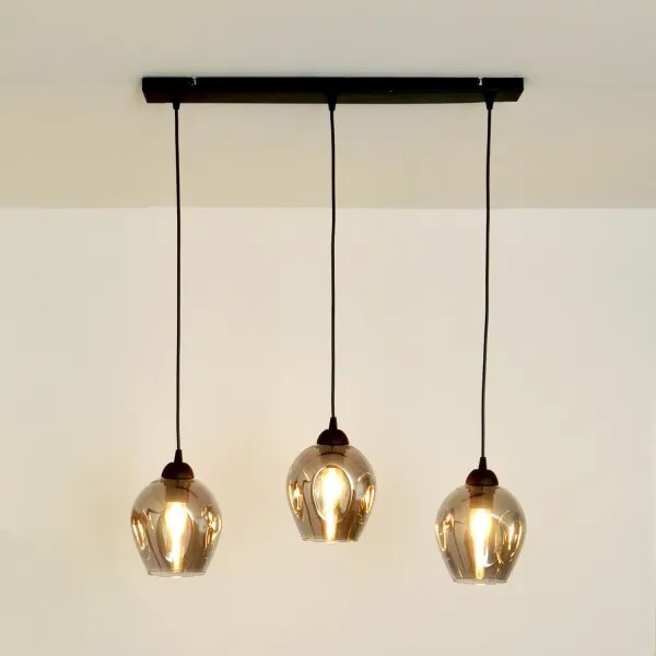 Csillár zsinóron LILI 3xE27/15W/230V fekete/szürke