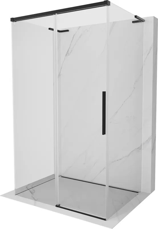 Mexen Rox-3S L 3-falú tolóajtós zuhanykabin 120 x 100 cm, átlátszó, fekete - 8C2L-120-100-70-00-3S