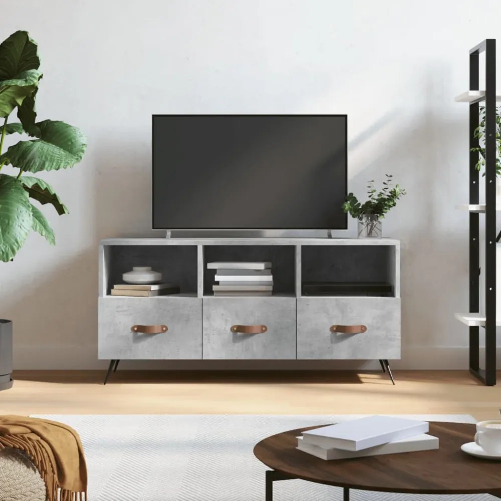 betonszürke szerelt fa TV-szekrény 102 x 36 x 50 cm
