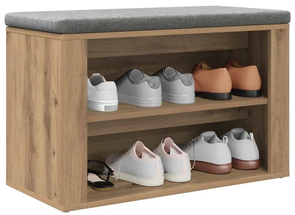 Cipőtartó polcokkal kézműves tölgy 75 x 35 x 45 cm Faanyag