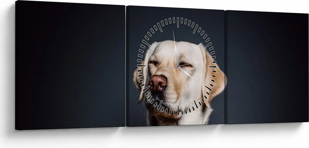 Labrador képe (órával) (90x30 cm)