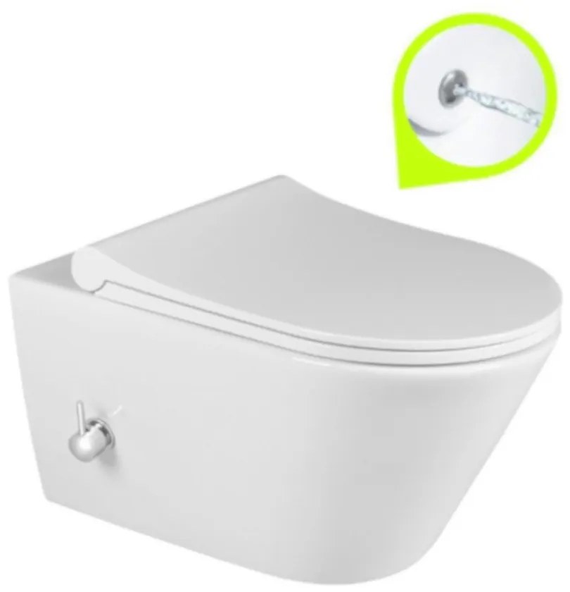 Sanovit AVVA fali WC - BEÉPÍTETT bidé funkcióval - rimless - perem nélküli - mély öblítésű - 53 cm