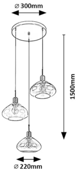 Rabalux 72023 - DVORA 3xE27/40W/230V mennyezeti lámpa kábellel