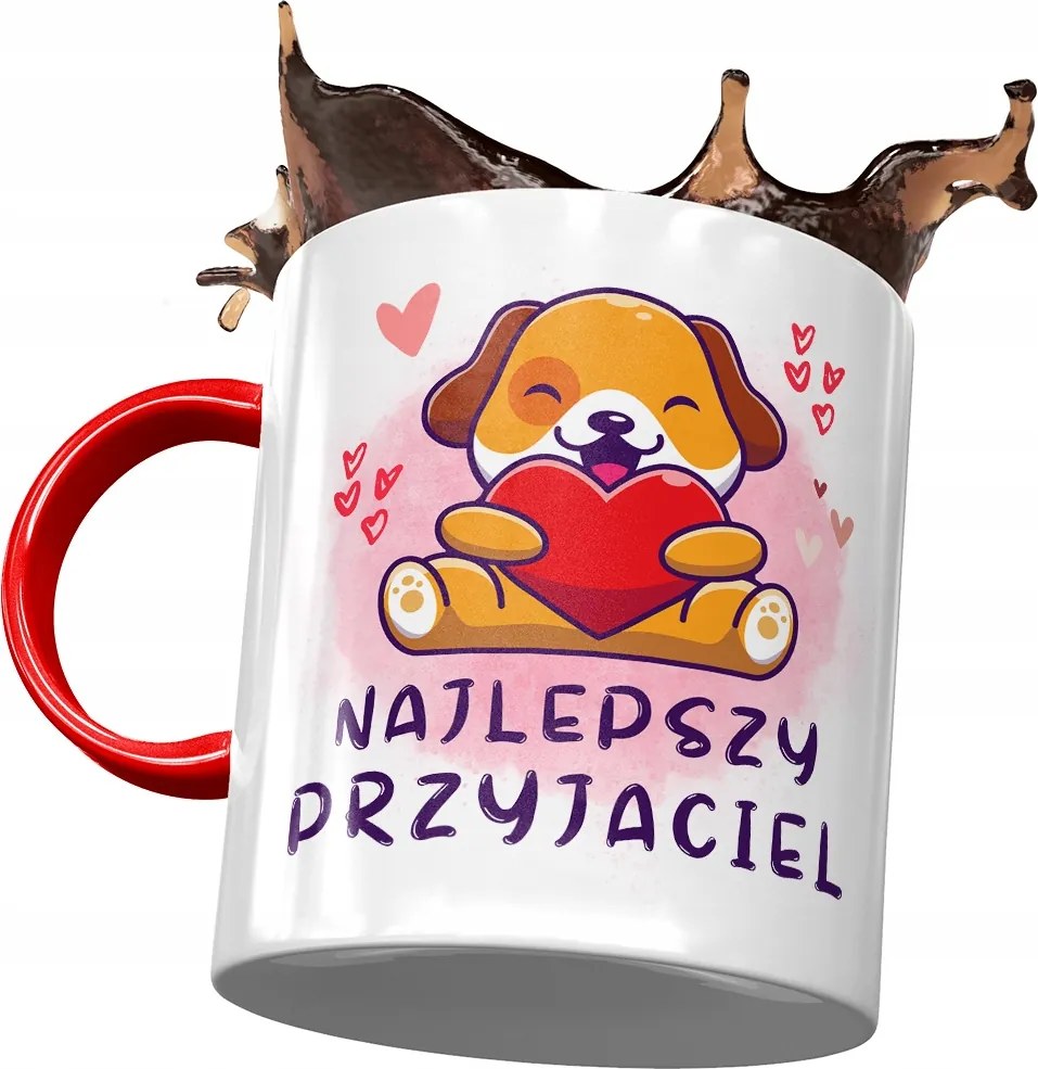 Piros Kutyás Bögre Cuki Ajándék Nyomtatott Fotóval