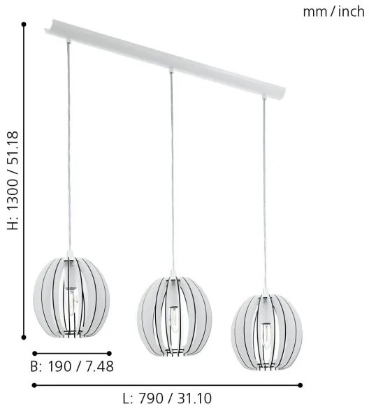 Eglo 94444 - Csillár COSSANO 3xE14/40W/230V