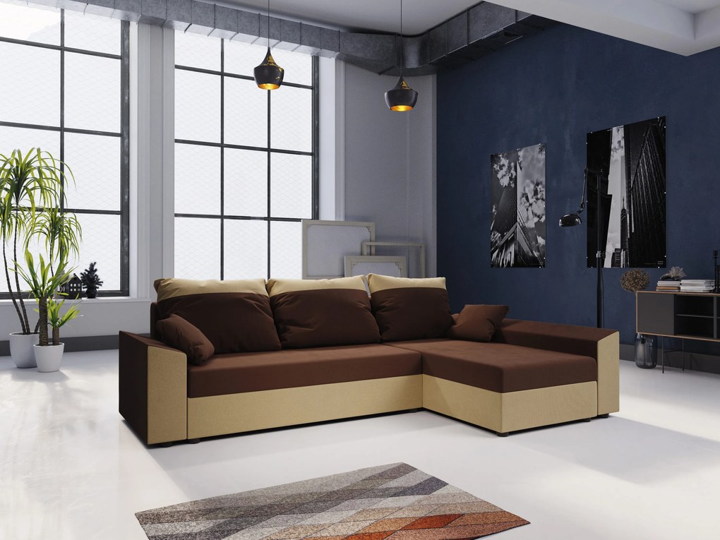 Sarok ülőgarnitúra Paragon L (latte + sötétbarna) (J). 1057376