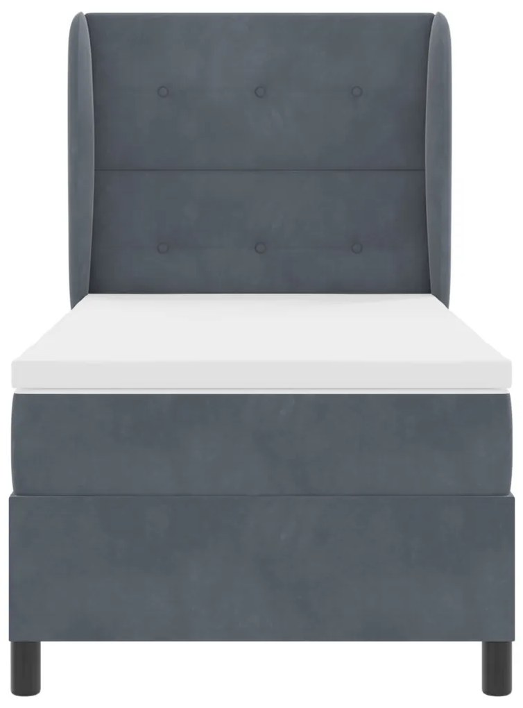 Boxspring Ágy Matracról Sötétszürke 100x200 cm Bársony