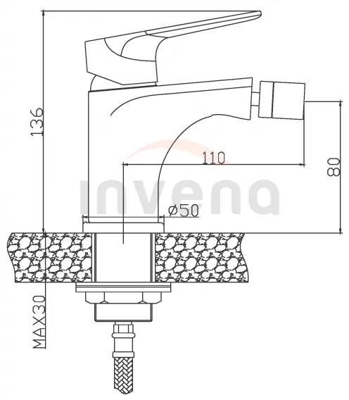 Invena Dokos, bidé csaptelep, króm, INV-BB-19-001-V