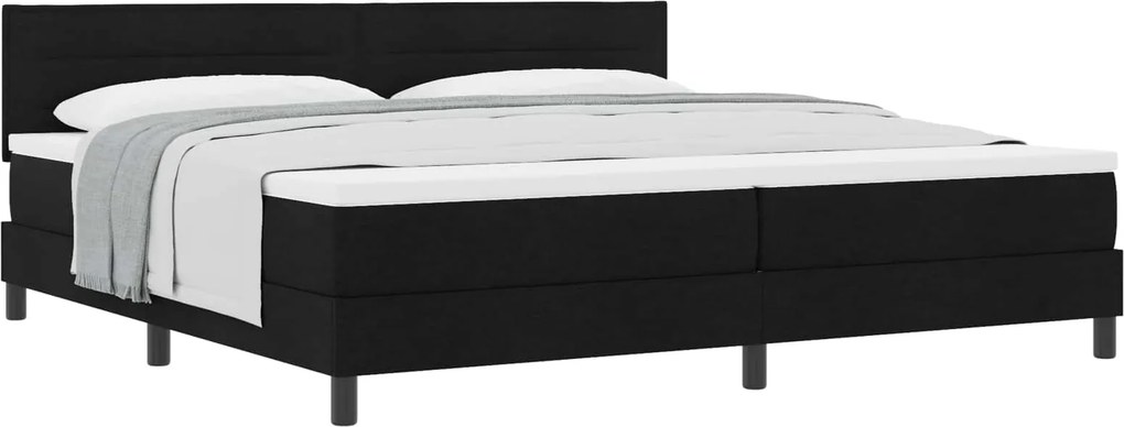 vidaXL Boxrugós ágy matracmal fejtámlával Fekete 200 x 200 cm szövet
