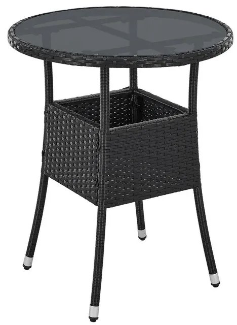 Juskys Yoro kerek rattan asztal Ø60 cm - fekete