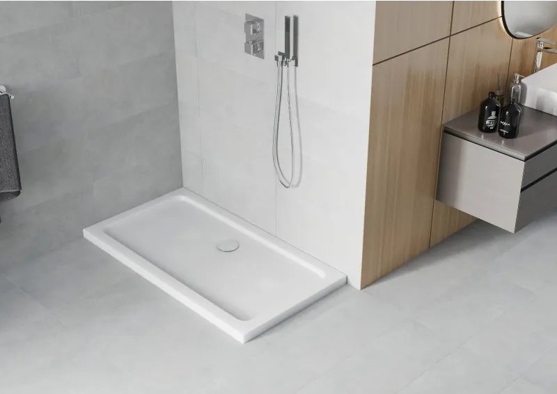 Mexen Flat téglalap alakú zuhanytálca slim 120 x 70 cm, fehér, króm szifonnal - 40107012