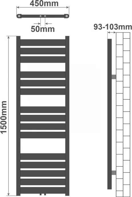 AQUAMARIN Fürdőszoba radiátor 1500 x 450 mm
