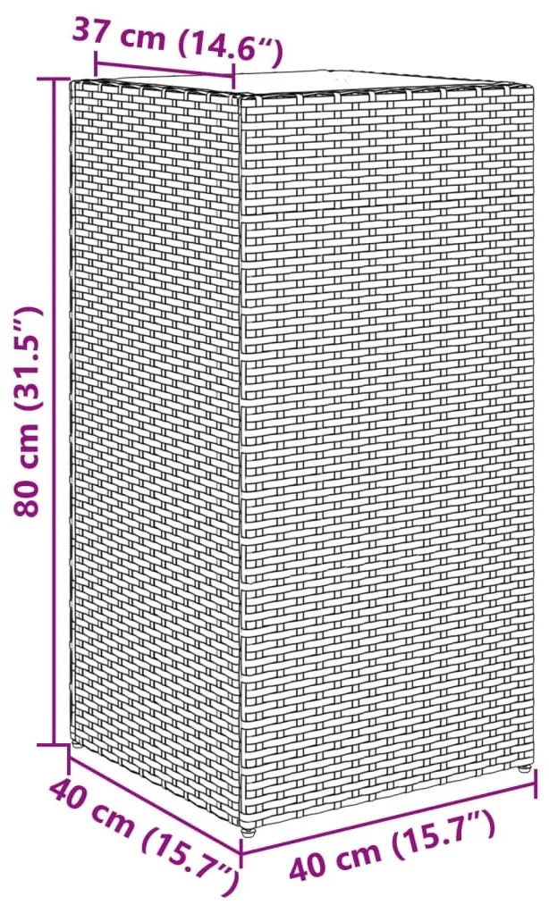 barna polyrattan kerti ültetőláda 40x40x80 cm