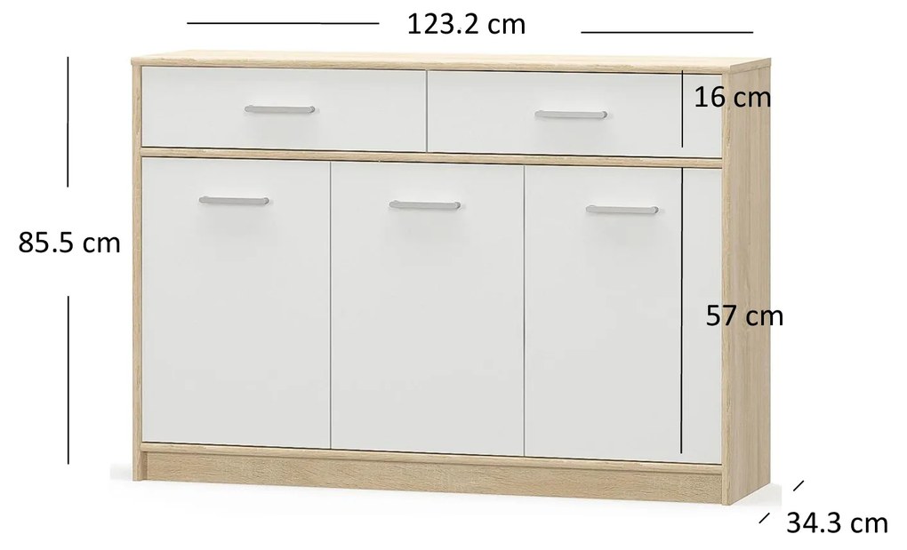 Komód Terrell (szonoma tölgy + fehér). 1053283