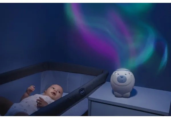 Chicco 2v1 gyerekprojektor POLAR BEAR, 3xAA, kék