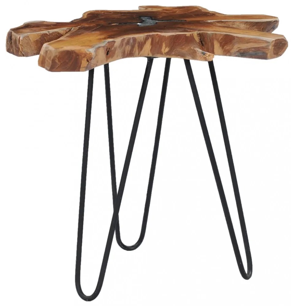 vidaXL tömör tíkfa és műkő dohányzóasztal 70 x 45 cm