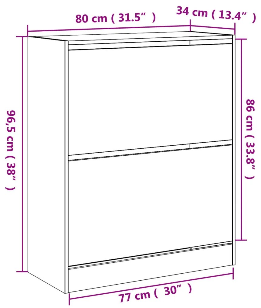 betonszürke szerelt fa cipőszekrény 80 x 34 x 96,5 cm