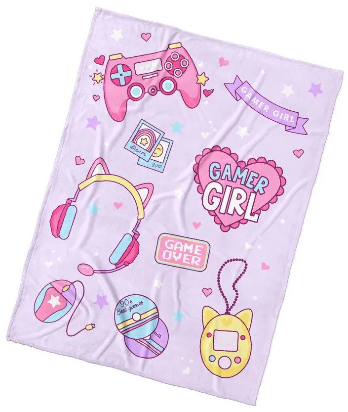 BedTex Gamer Girl gyermek takaró, 130 x 170 cm