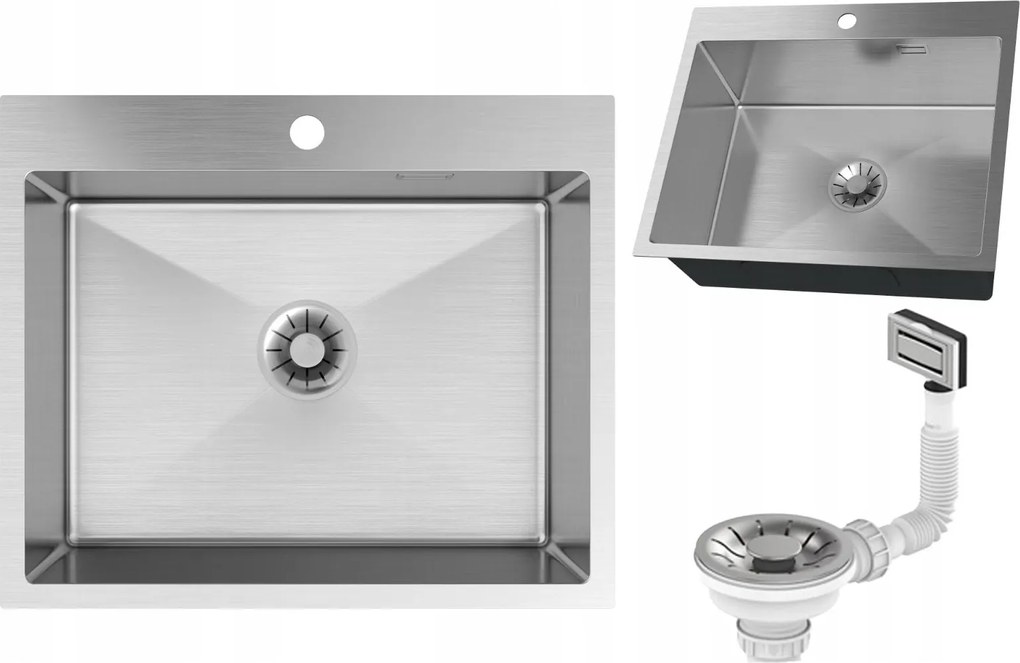 Egymedencés Acél Mosogató SILVO60 Króm Konyhai Ezüst Szifon Lux