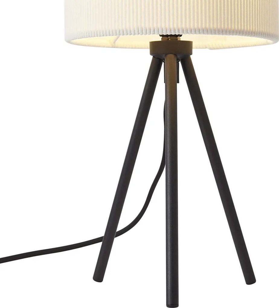 Modern, háromlábú asztali lámpa fehér színben, bársonyernyővel - Luz