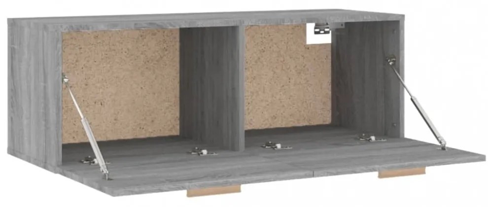 szürke sonoma színű szerelt fa faliszekrény 100 x 36,5 x 35 cm