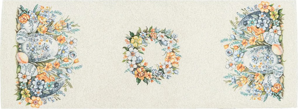 Húsvéti asztali futó 44x180 cm tojásos Gépi gobelin sárga