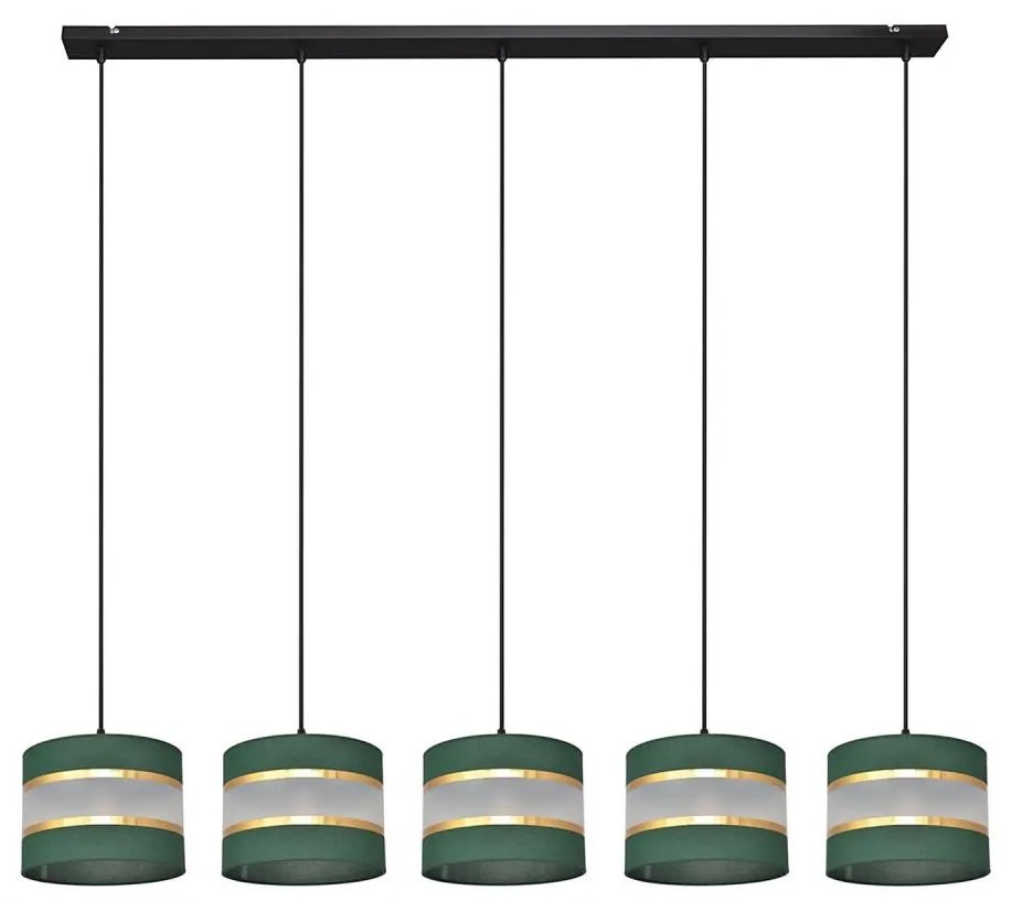 Csillár zsinóron HELEN 5xE27/15W/230V zöld/arany