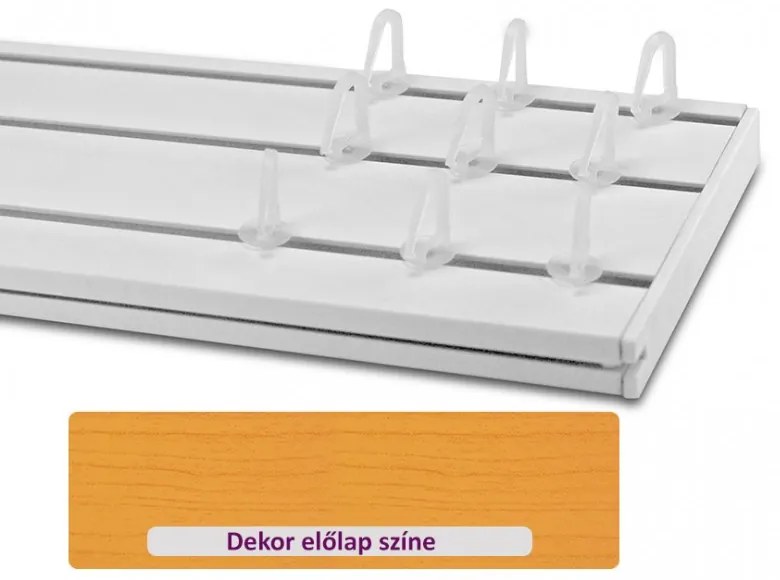 Cseresznye 45 mm-es előlapos háromsoros műanyag mennyezeti sínes karnis 350 cm-es szett