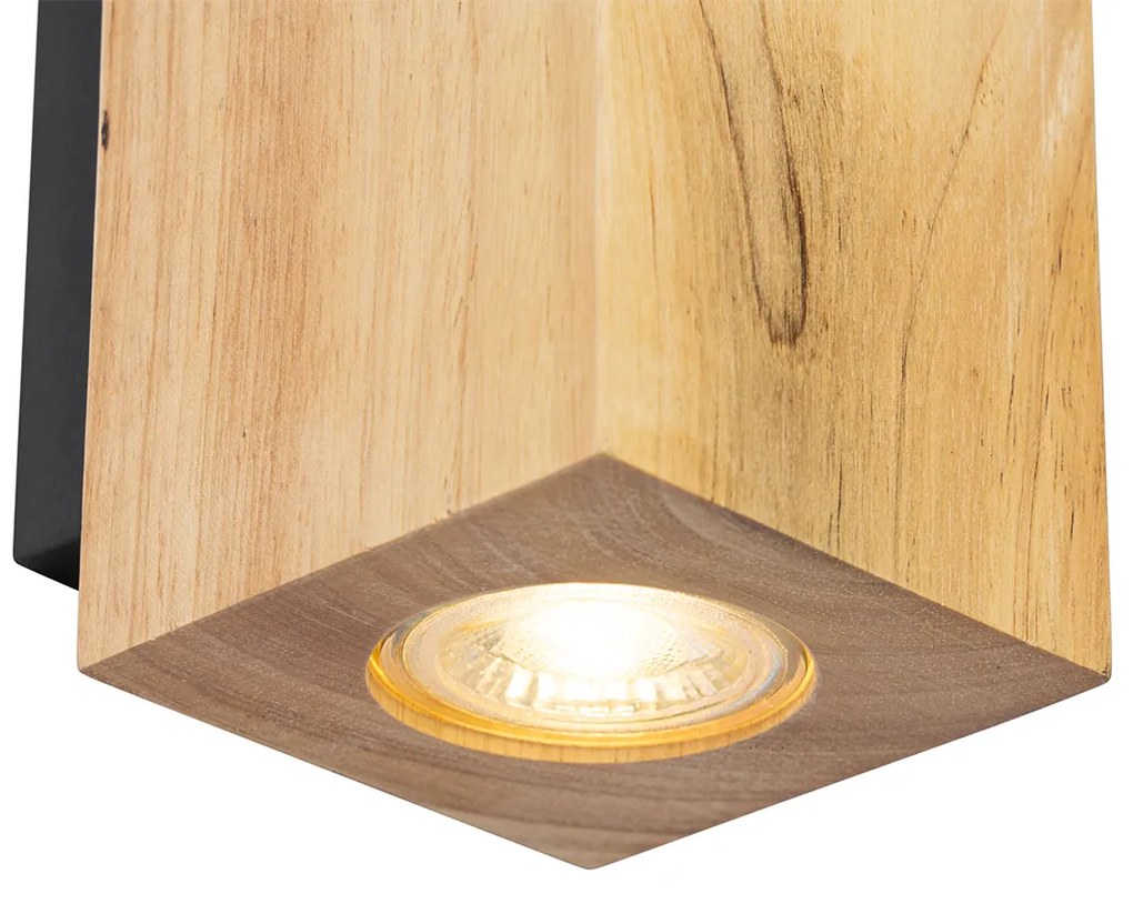 Rusztikus fali lámpa fa négyzet 2-lámpás - Sandy