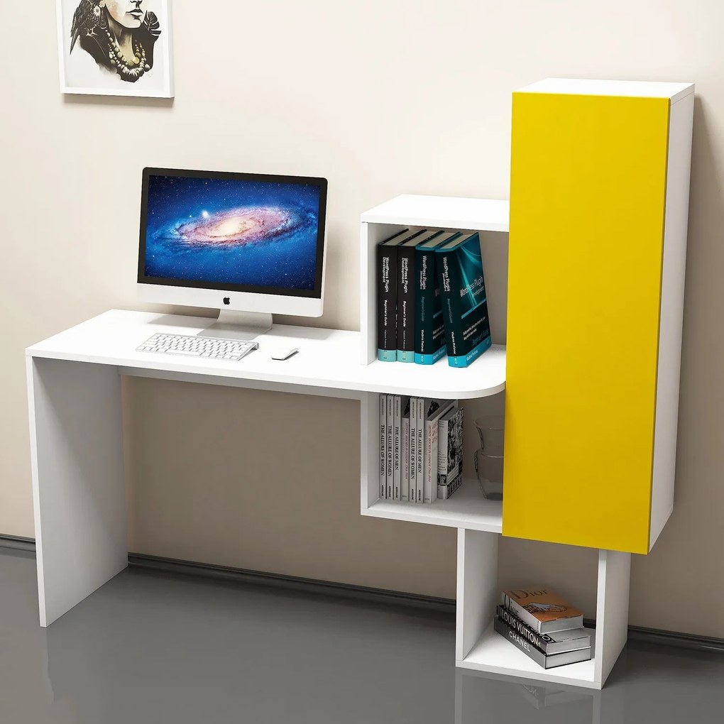 Íróasztal Açelya - White, Yellow