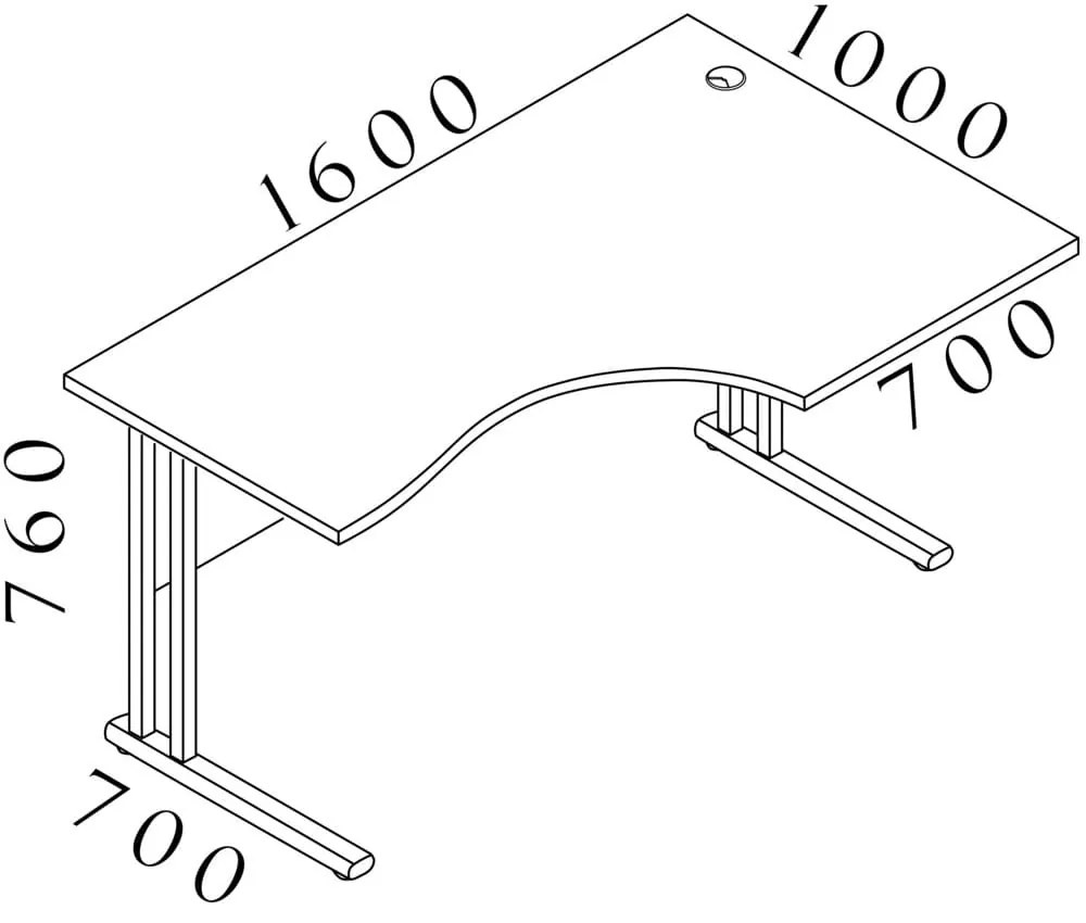 Visio LUX ergonomikus asztal 160 x 100 cm, jobb, dió