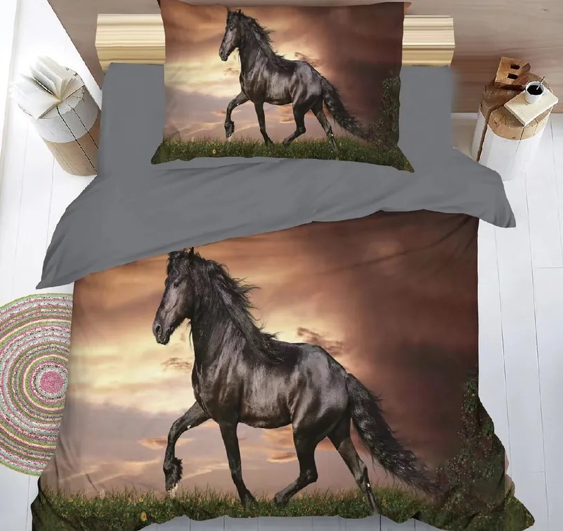 3D mikroszálas ágyneműhuzat LÓ barna Ágyneműhuzat mérete: 70 x 90 cm | 140 x 200 cm