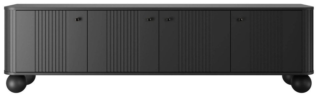 Vesper 4D TV-szekrény 187 cm - fekete / fekete fogantyúk / gömb alakú lábak