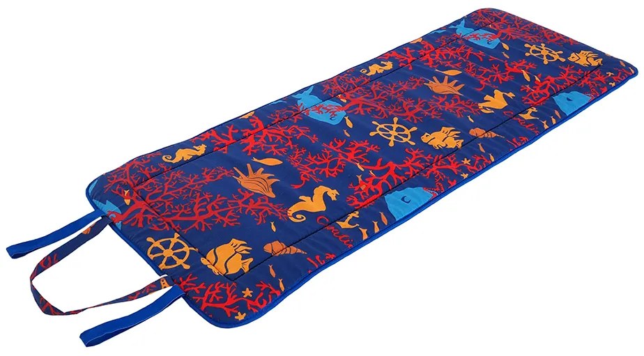 Feltekerhető napozószivacs TENGERI CSIKÓ KORÁLOKKAL 148x52 cm, kék