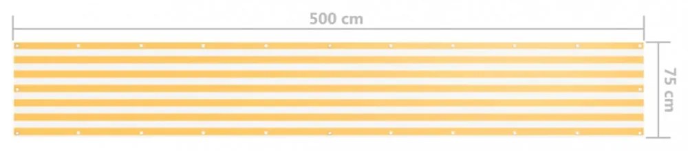 fehér-sárga oxford-szövet erkélyparaván 75 x 500 cm