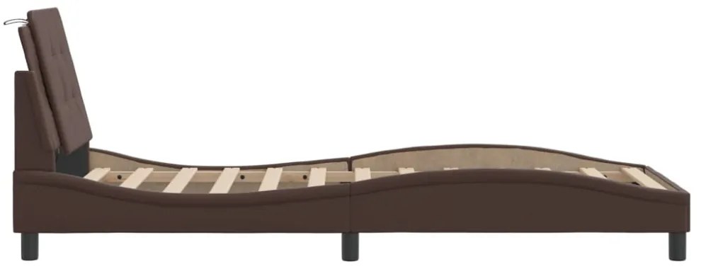 barna műbőr ágykeret LED-világítással 90 x 200 cm