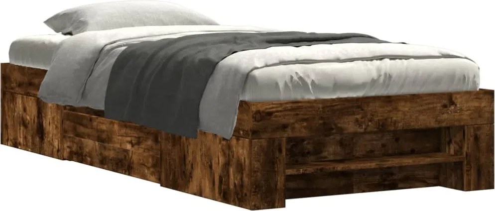 vidaXL füstös tölgy színű szerelt fa ágykeret matrac nélkül 75x190 cm