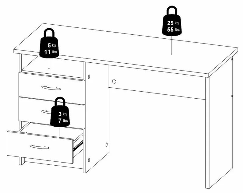 Felix íróasztal, sonoma tölgy / fehér