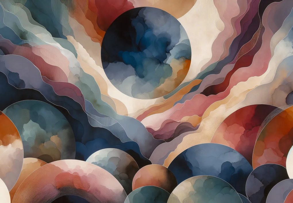 Fotótapéta - Kiemelkedő körök és hullámok (147x102 cm)