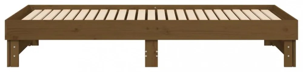 mézbarna tömör fenyőfa kihúzható kanapéágy 2 x (80 x 200) cm