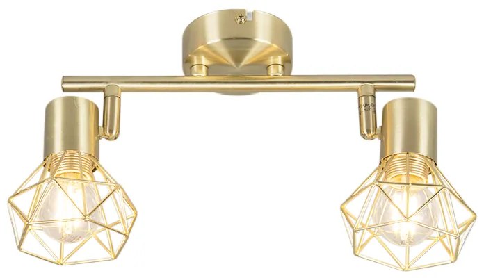 Art Deco spotlámpa sárgaréz, dönthető és forgatható, 2-lámpás - Mosh